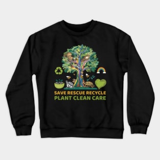 Save Bees Rescue Animals Recycle Plastic Earth Day Crewneck Sweatshirt